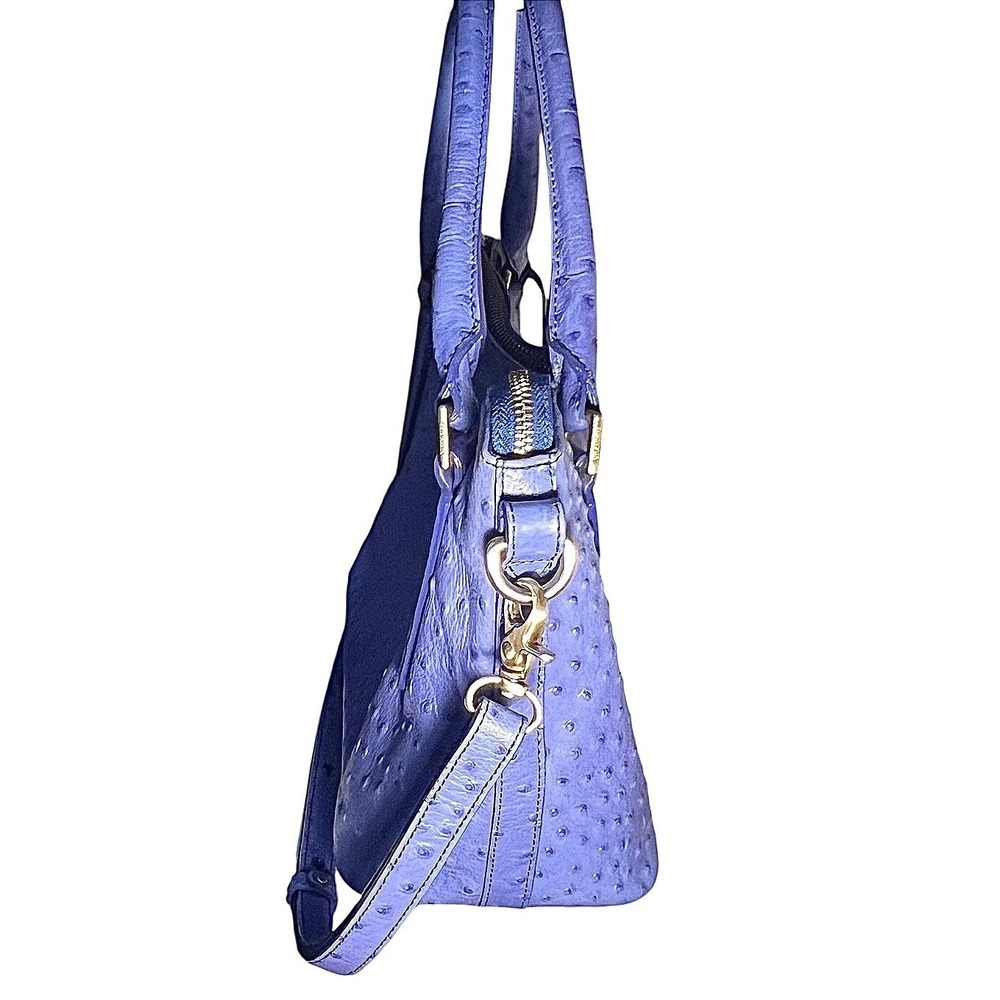 Brahmin Norah Hobo Blue Ostrich Embossed Leather Crossbody Bag Gold Hardware - Picture 4 of 16
